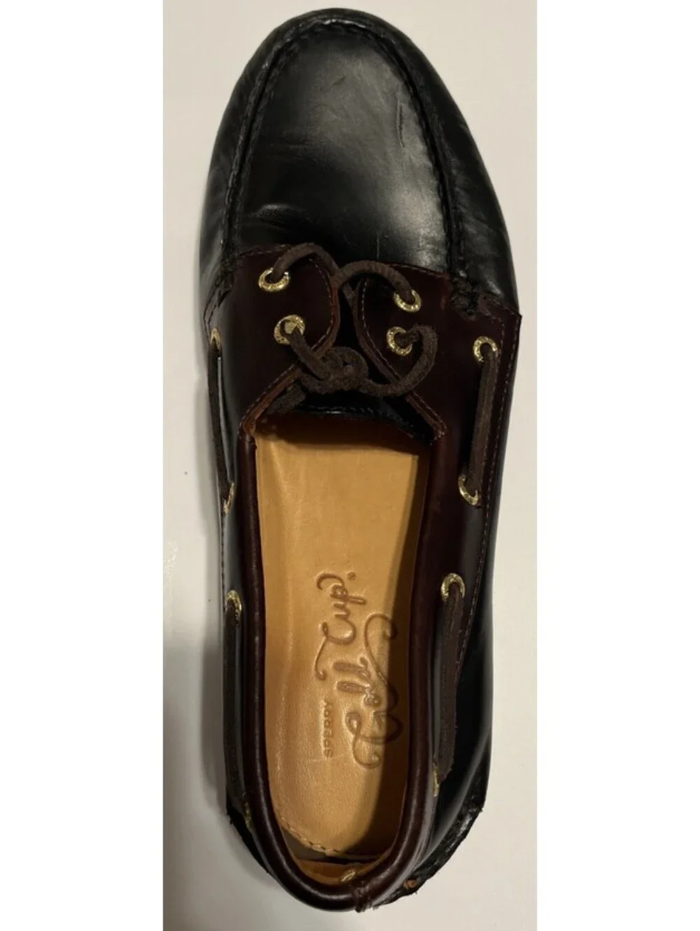 Sperry Top-Sider Gold Cup A/O 2-Eye Boat Shoes Black Leather Mens 11 STS12955